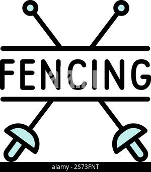 Umrissvektor des Symbols „Fechten“. Duell-Maske. Zaunspiel. Umrissvektor des Symbols „Fechten“. Duell-Maske Stock Vektor