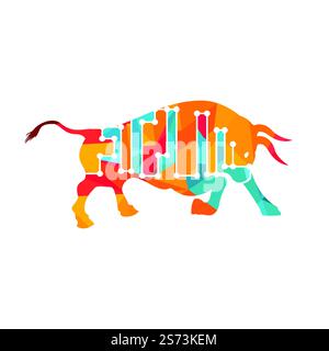 Bull Tech Vektor-Logo-Design. Logo-Konzept für Bull Circuit-Technologie. Stock Vektor