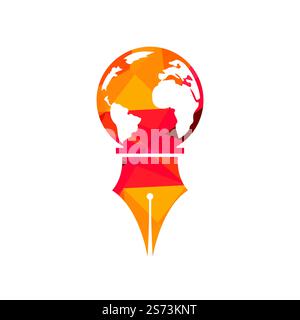 Stiftspitze und Globe-Logo-Vektor. Logo Für Den Bildungsbereich. Design mit Vektorlogo für Bildungseinrichtungen und Bildungseinrichtungen. Stock Vektor