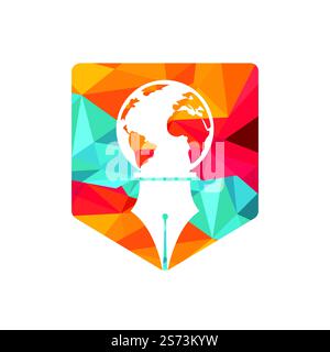 Stiftspitze und Globe-Logo-Vektor. Logo Für Den Bildungsbereich. Design mit Vektorlogo für Bildungseinrichtungen und Bildungseinrichtungen. Stock Vektor