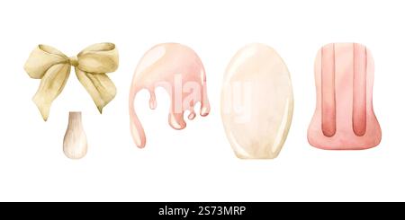 Niedliches Eis Clipart-Set. Lolly Ice, weiße Eiscreme-Elemente. Aquarell handgemalt Sommer Essen Illustration isoliert auf weißem Hintergrund Stockfoto