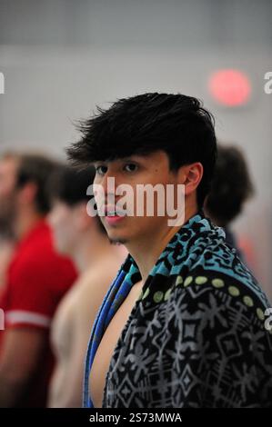 Newark, USA. Januar 2025. Aidan Blackmon von NJIT bei ihrem Treffen mit Seton Hall in Newark, NJ, am Freitag, den 17. Januar. Die NJIT fiel in die Seton Hall 71-170. (Foto: Jess Stiles/SIPA USA) Credit: SIPA USA/Alamy Live News Stockfoto
