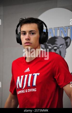 Newark, USA. Januar 2025. Borys Endle von NJIT während ihres Treffens mit Seton Hall in Newark, NJ, am Freitag, den 17. Januar. Die NJIT fiel in die Seton Hall 71-170. (Foto: Jess Stiles/SIPA USA) Credit: SIPA USA/Alamy Live News Stockfoto