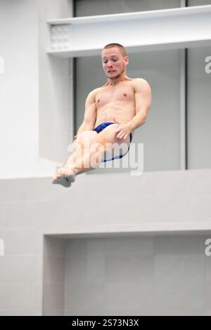 Newark, USA. Januar 2025. Seton Hall's Trevor Post taucht während ihres Treffens mit NJIT am Freitag, den 17. Januar in Newark, NJ. Die NJIT fiel in die Seton Hall 71-170. (Foto: Jess Stiles/SIPA USA) Credit: SIPA USA/Alamy Live News Stockfoto