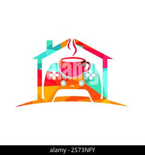 Designvorlage für das Vektor-Logo des Gamer-Cafés. Stock Vektor