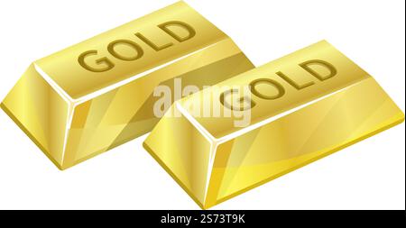 Reichtum und Reichtum, isolierte Goldbarren, Edelmetall und Stein. Vermögenswerte und Finanzstabilität, Wirtschaftswachstum. Banking oder Sparen auf dem Konto. Vektor in flachem Stil, minimalistische Icon Illustration. Goldbarren, Geld und Edelmetall-Wohlstandsvektor Stock Vektor