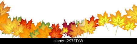 Thanksgiving Fall Banner mit hellen Herbstblättern. Design-Element für die Herbstferien, Veranstaltungen, Rabatte und Verkäufe. Vektorgrafik. Stock Vektor