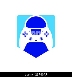 Vektorlogo für den Game Shop. Design. Einkaufstasche Kombination Joystick Symbol Vektordesign. Stock Vektor