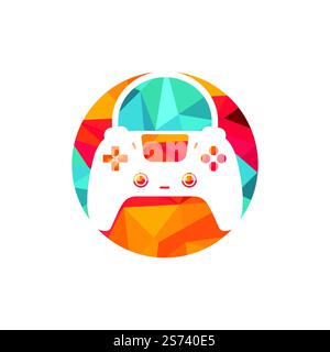 Vektorlogo für den Game Shop. Design. Einkaufstasche Kombination Joystick Symbol Vektordesign. Stock Vektor