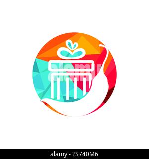 Design-Vorlage für „Spicy Gift Vector“-Logo. Rotes Chili-Logo mit Vektormuster. Stock Vektor