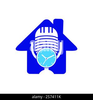 Design-Vorlage für Podcast Time Vector Logo. Stock Vektor