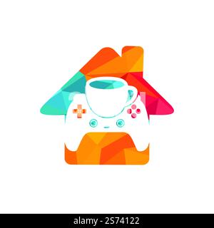 Designvorlage für das Vektor-Logo des Gamer-Cafés. Stock Vektor
