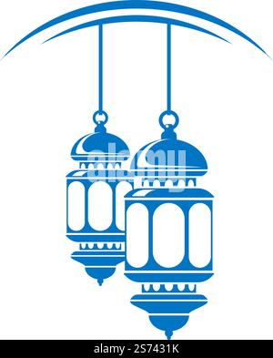 Hängeleuchten im Arabesken-Stil. Orientalische Festivaldekoration isoliert auf weißem Hintergrund. Hängeleuchten im Arabesken-Stil. Orientalische Festivaldekoration Stock Vektor