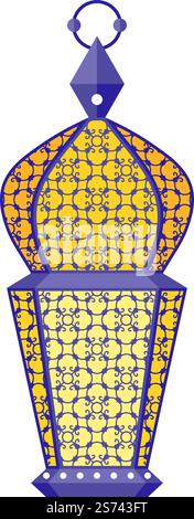 Antique lantern with decorative pattern on glass. Retro night light isolated on white background. Antique lantern with decorative pattern on glass. Retro night light Stock Vektor