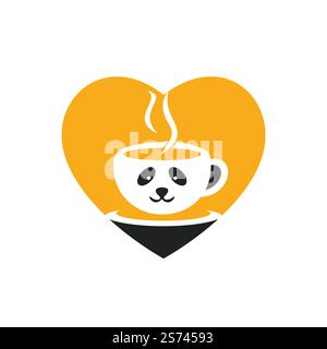 Designvorlage für Panda Coffee Vector Logo. Café-Bar oder Restaurant-Logo-Konzept. Stock Vektor