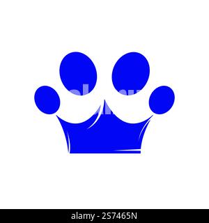 Britische Tierhandlung mit Vektorlogo. Pfotensymbol mit Vektordarstellung des Kronenlogos. Stock Vektor