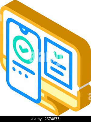 Isometrischer Symbolvektor für die zweistufige Authentifizierung. Zweistufiges Authentifizierungszeichen. Isolierte Symboldarstellung. Zweistufige Authentifizierung isometrischer Symbolvektorgrafik Stock Vektor