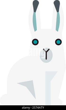 Symbol für den arktischen Hasen. Weißes Kaninchen sitzend. Polartier isoliert auf weißem Hintergrund. Symbol für den arktischen Hasen. Weißes Kaninchen sitzend. Polartier Stock Vektor