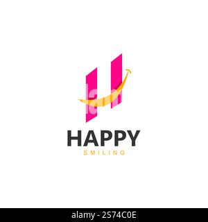 Letter H und Smile Vector Template Design Illustration Stock Vektor