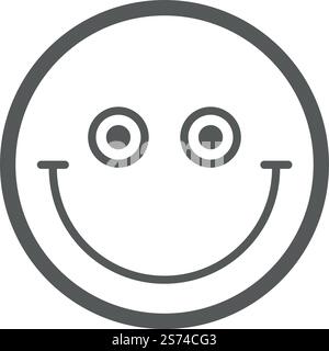 Einfaches lächelndes Gesicht. Positives Emoji. Glückliches Emoticon isoliert auf weißem Hintergrund. Einfaches lächelndes Gesicht. Positives Emoji. Fröhliches Emoticon Stock Vektor