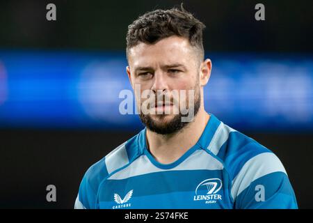 Dublin, Irland. Januar 2025. Robbie Henshaw von Leinster während des Investec Champions Cup, Pool 2, Runde 4 Spiel zwischen Leinster Rugby und Bath Rugby im Aviva Stadium in Dublin, Irland am 18. Januar 2025 (Foto: Andrew SURMA/ Credit: SIPA USA/Alamy Live News Stockfoto