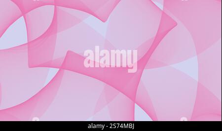 Abstrakter Hintergrund mit rosa Wellenlinien auf hellblauem Hintergrund, dynamische Kurven, minimalistischer Stil Stockfoto