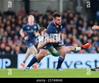Aviva Stadium, Dublin, Irland. Januar 2025. Investec Champions Cup Rugby, Leinster gegen Bath Rugby; Rónan Kelleher of Leinster wird gepackt Credit: Action Plus Sports/Alamy Live News Stockfoto