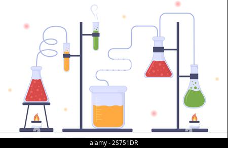 Laboratorium mit der Durchführung von Forschung wissenschaftlich, Experimentieren und Messen in einem Labor in flachen Cartoon Handgezeichnete Vorlagen Illustration Stock Vektor