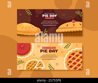 Banner Für Den Nationalen Kuchentag Flache, Handgezeichnete Cartoon-Vorlagen Illustration Stock Vektor
