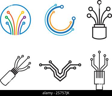 Viber optische Kabel Symbol Vektor flache Design Vorlage Stock Vektor