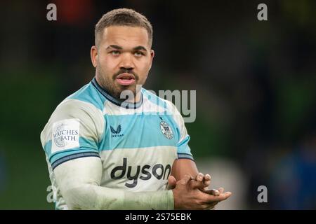 Dublin, Irland. Januar 2025. Tom Glanville of Bath nach dem Investec Champions Cup, Pool 2, Runde 4 Spiel zwischen Leinster Rugby und Bath Rugby im Aviva Stadium in Dublin, Irland am 18. Januar 2025 (Foto: Andrew SURMA/ Credit: SIPA USA/Alamy Live News Stockfoto