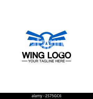 Buchstabe W für Flügel Logo-Design, Kombination mit Buchstabe W und Flügeln Stock Vektor