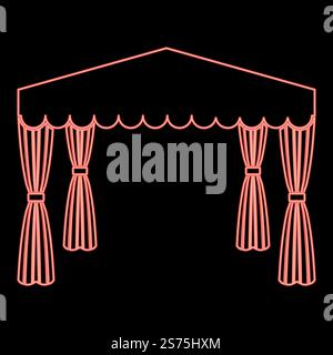 Neon Baldachin Pop Up Zelt kommerzielle Pavillon Markise für Rest Marquee Chuppah rote Farbe Vektor Illustration Bild flache Art Licht. Neon Baldachin Pop Up Zelt kommerzielle Pavillon Markise für Rest Marquee Chuppah rote Farbe Vektor Illustration Bild flache Art Stock Vektor