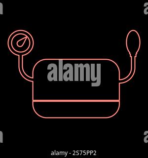 Neon Blutdruckmessgerät Tonometer Apparat Sphygmometer Aneroid Spygmos Symbol schwarze Farbe Vektor Illustration flache Art einfaches Bild rote Farbe Vektor Illustration Bild flache Art Licht. Neon Blutdruckmessgerät Tonometer Apparat Sphygmometer Aneroid Spygmos Symbol schwarze Farbe Vektor Illustration flache Art Bild rote Farbe Vektor Illustration Bild flache Art Stock Vektor