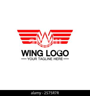 Buchstabe W für Flügel Logo-Design, Kombination mit Buchstabe W und Flügeln Stock Vektor