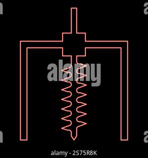 Neon Bohrgerät Bohrung für Grundminenindustrie geologisches Bohren Konzept Auger Icon schwarze Farbe Vektor Illustration flache Art einfaches Bild rote Farbe Vektor Illustration Bild flache Art Licht. Neon Bohrgerät Bohrung für Grundminenindustrie geologisches Bohren Konzept Auger Icon schwarze Farbe Vektor Illustration flache Art Bild rote Farbe Vektor Illustration Bild flache Art Stock Vektor