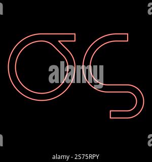 Neon Sigma griechisches Symbol kleiner Buchstabe Kleinbuchstabe Schriftart Rot Farbe Vektor Illustration Bild flache Art Licht. Neon Sigma griechisches Symbol kleiner Buchstabe Kleinbuchstabe Schriftart Rot Farbe Vektor Illustration Bild flach Stil Stock Vektor