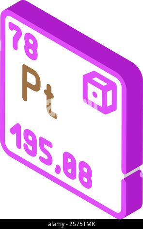 platinchemisches Element isometrischer Symbolvektor. platin-Zeichen für chemische Elemente. Isolierte Symboldarstellung. platin chemische Element isometrische Icon Vektor-Illustration Stock Vektor