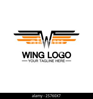 Buchstabe W für Flügel Logo-Design, Kombination mit Buchstabe W und Flügeln Stock Vektor