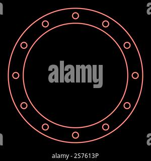 Neongummidichtung mit Löchern Dichtungstülle Leckage O-Ring tritt rote Farbe Vektor Illustration Bild flache Art Licht. Neongummidichtung mit Löchern Dichtungstülle Leckage O-Ring tritt rote Farbe Vektor Illustration Bild flach Stil Stock Vektor