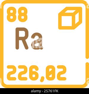 Farbsymbolvektor für chemisches Radium-Element. Radium-chemisches Elementzeichen. Isolierte Symboldarstellung. Abbildung des Symbols für das Farbsymbol des chemischen Radiums Stock Vektor