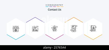 Kontaktieren Sie uns 25 Line Symbolpaket einschließlich Kommunikation. Adresse. E-Mail. Mobilgeräte teilen. Teilen Stock Vektor