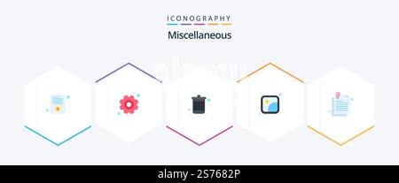 Verschiedenes 25 flaches Symbolpaket mit Aufsatz. Löschen. Fotos. Galerie Stock Vektor