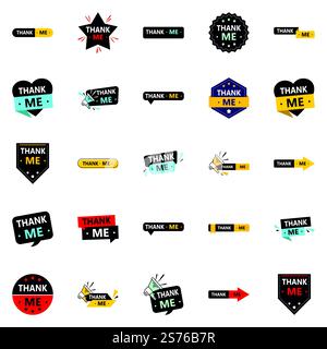 25 professionelle Dankesbanner, um Dankbarkeit zu zeigen Stock Vektor