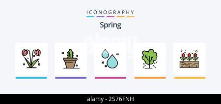 Spring Line Filled 5 Icon Pack Mit . Landwirtschaft. Frühling. Ohr. Frühling. Kreatives Symboldesign Stock Vektor