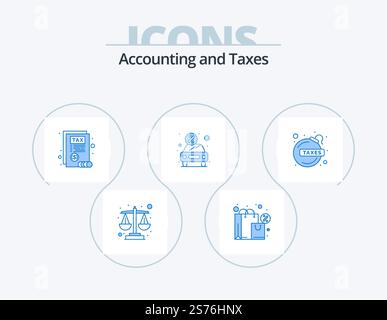 Tax Blue Icon Pack 5 Icon Design. Verleih%c%a Kredit. Bombe. Bericht. Miete. Geld Stock Vektor