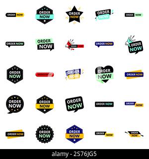25 auffällige Order Now Banner, um Aufmerksamkeit zu erregen Stock Vektor