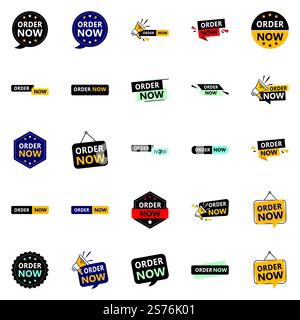 Mit unseren Bannern „Jetzt bestellen“ im 25-Pack kannst du einen großen Eindruck hinterlassen Stock Vektor