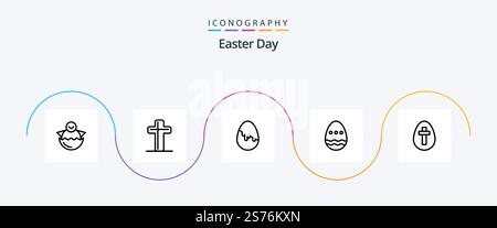 Easter Line 5 Icon Pack Inklusive . Feiertage. ostern. ostern. Ei Stock Vektor