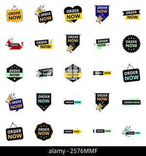 25 auffällige Order Now Banner, um Aufmerksamkeit zu erregen Stock Vektor